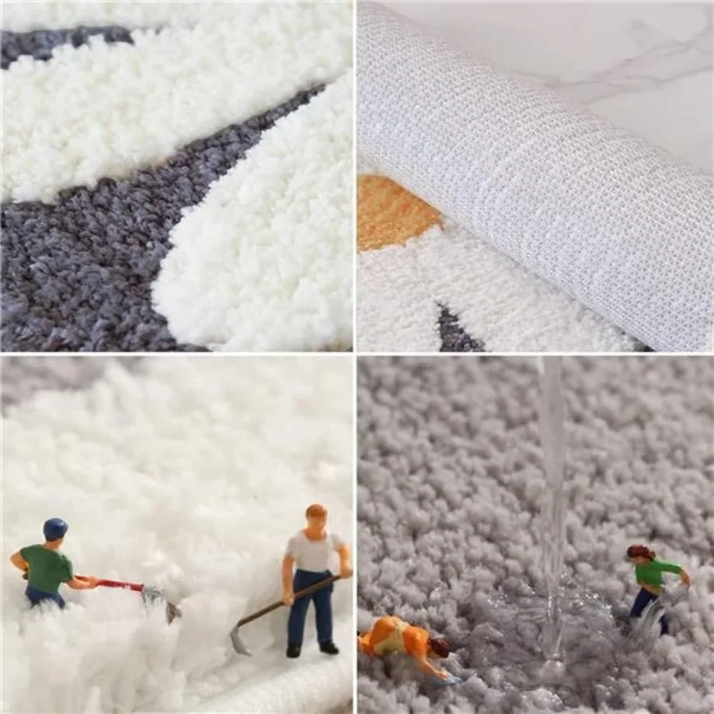 Bathroom Rugs Mat,White Flower Bath Rugs FluffySoft Superfine Fiber Rugs NonSlip